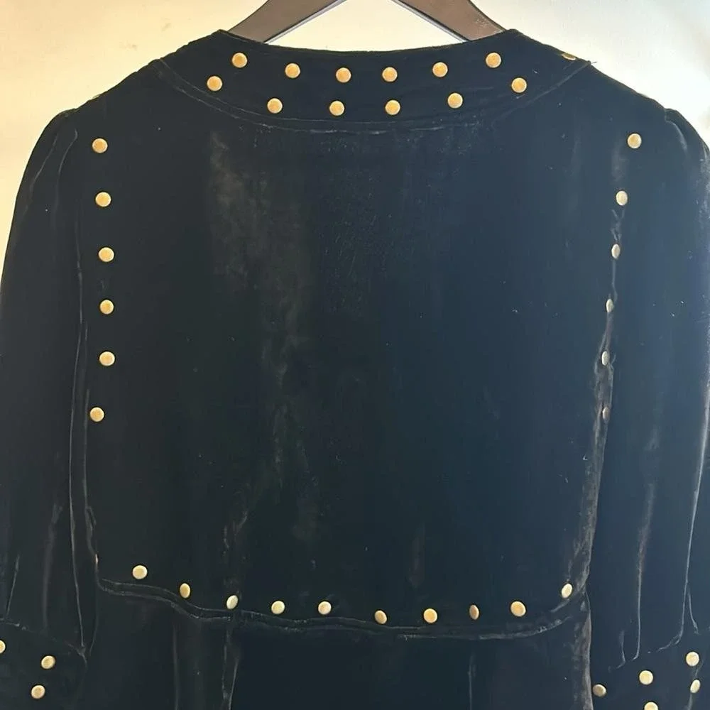 Boston Proper black velvet bolero jacket‎ brass studs